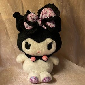 SANRIO Kuromi Plushie with big bow fabric & lace.